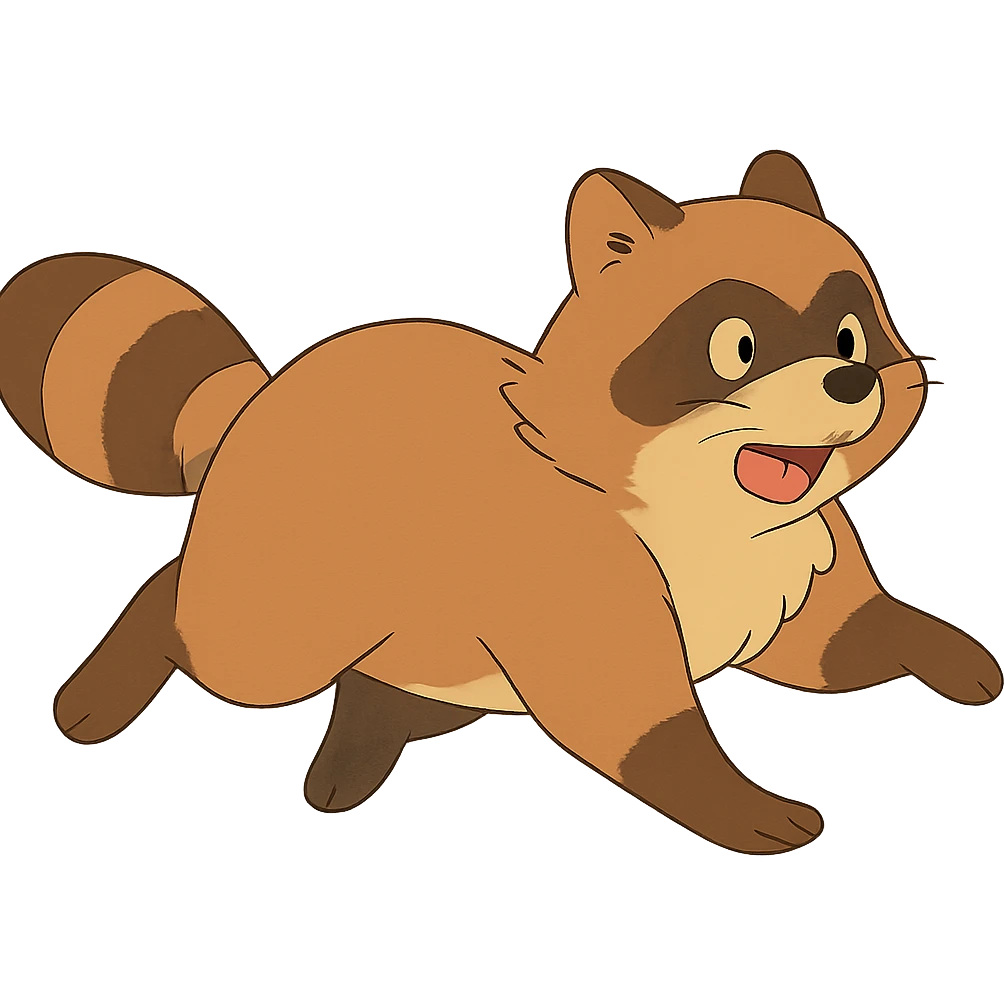 ghibli style raccoon running emoji