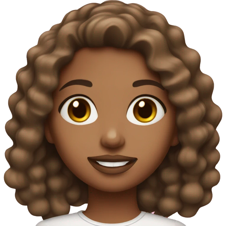 Brown haired girl with lip gloss emoji
