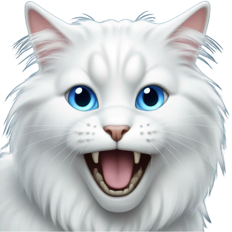 white long hair cat with blue eyes screaming  emoji