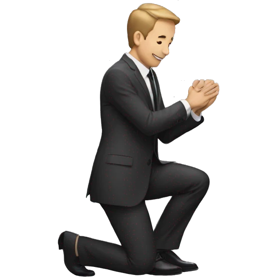 Man in suit on knees proposing  emoji