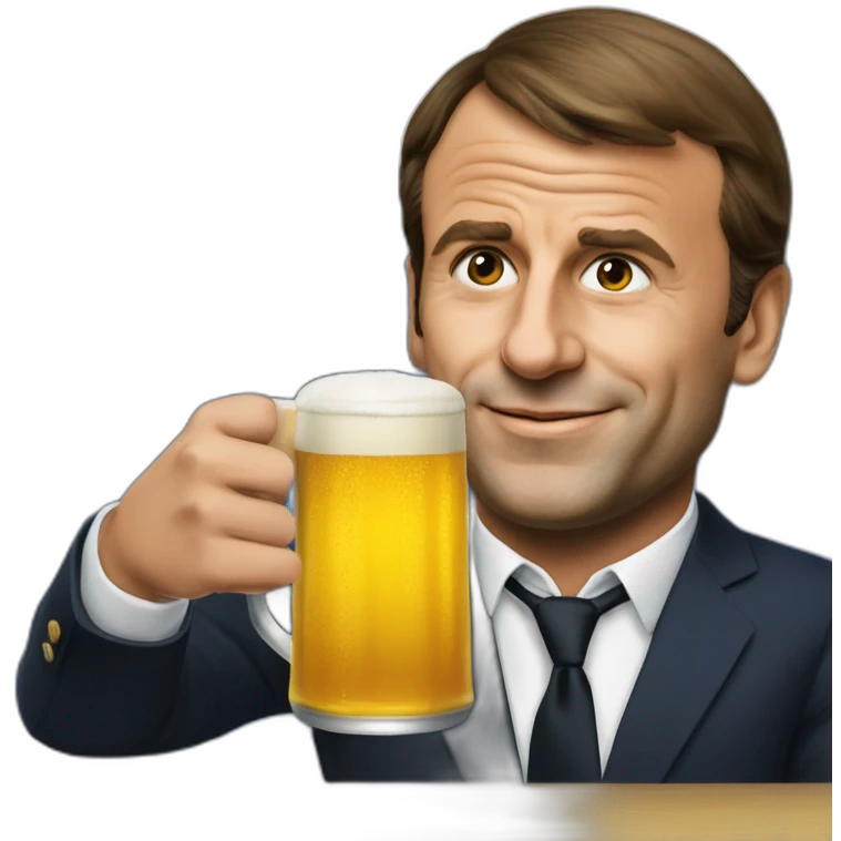 emanuel macron drink a beer emoji
