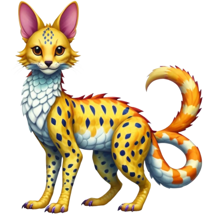 Flurry furry scaly sergal-serval-Koi-possum-sphynx-mouse-sergal-fusion-animal-hybrid-creature  emoji