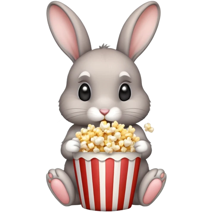 A rabbit gray and beige eating pop corns emoji