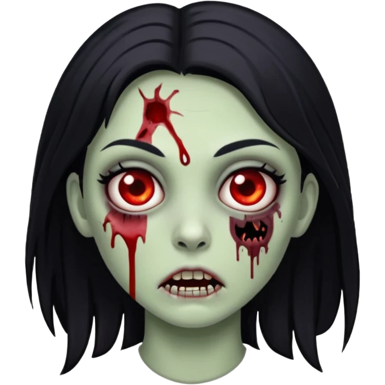 white girl zombie with black hair and blood emoji