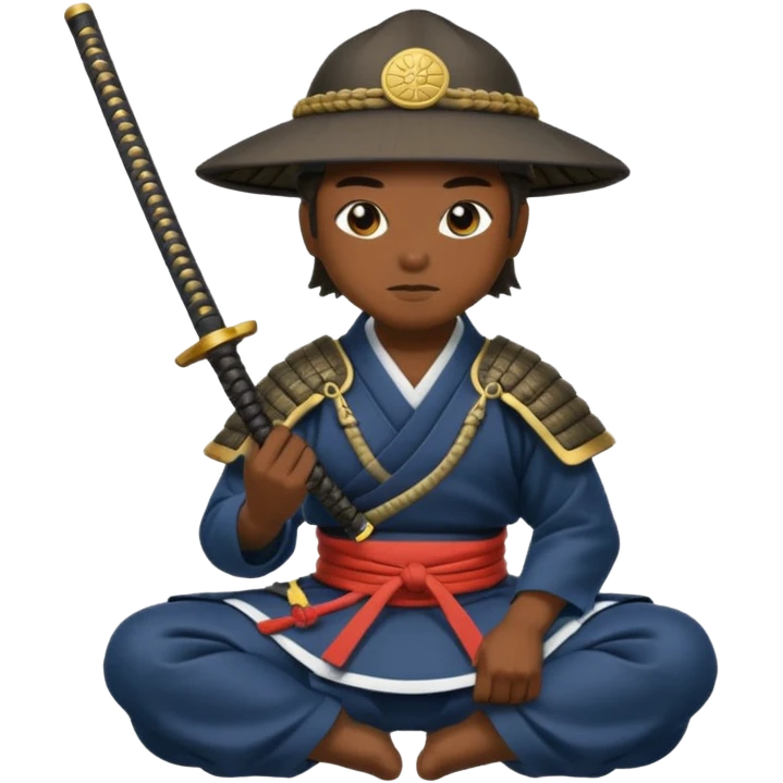 Samurais in Hat, Samurai kneeling  emoji