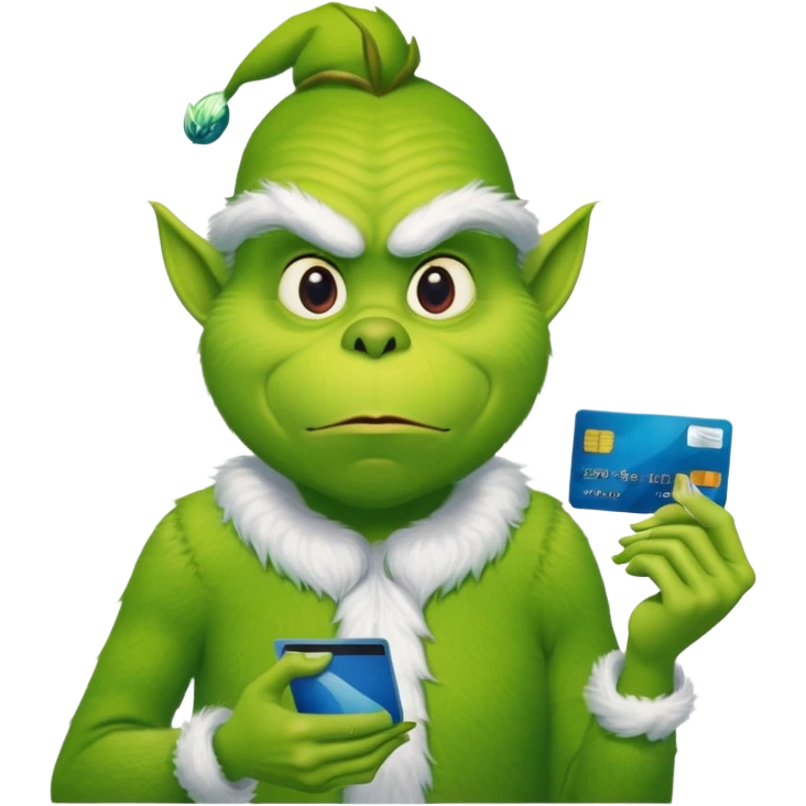 Grinch with credit card at bank  emoji