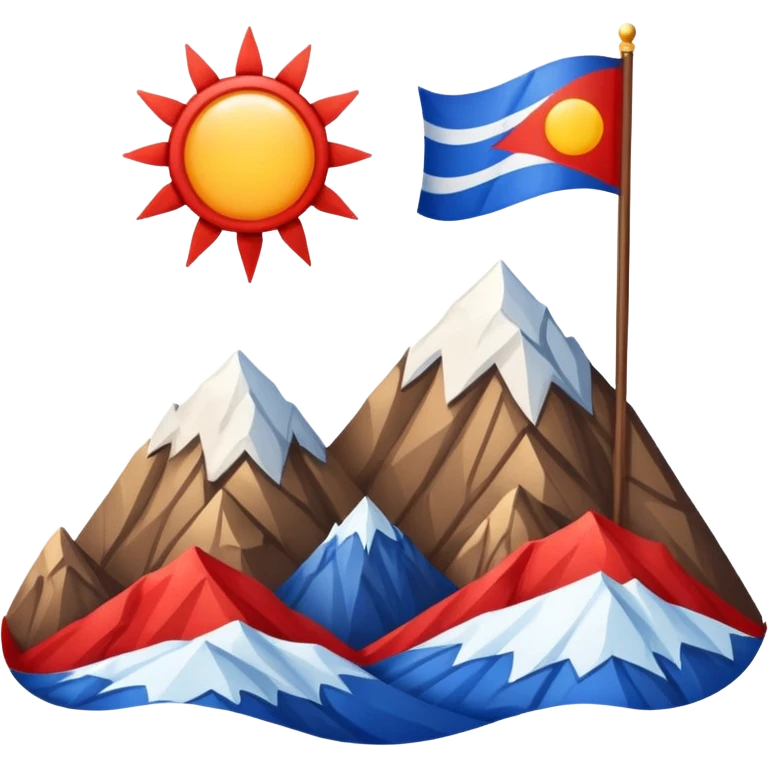 A blue , white and red flag With three mountain and a sun and ⚖️ in the upper part of mountains emoji