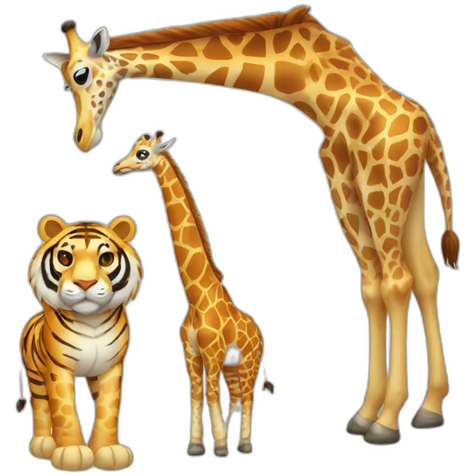Body of giraffe and face of tiger emoji