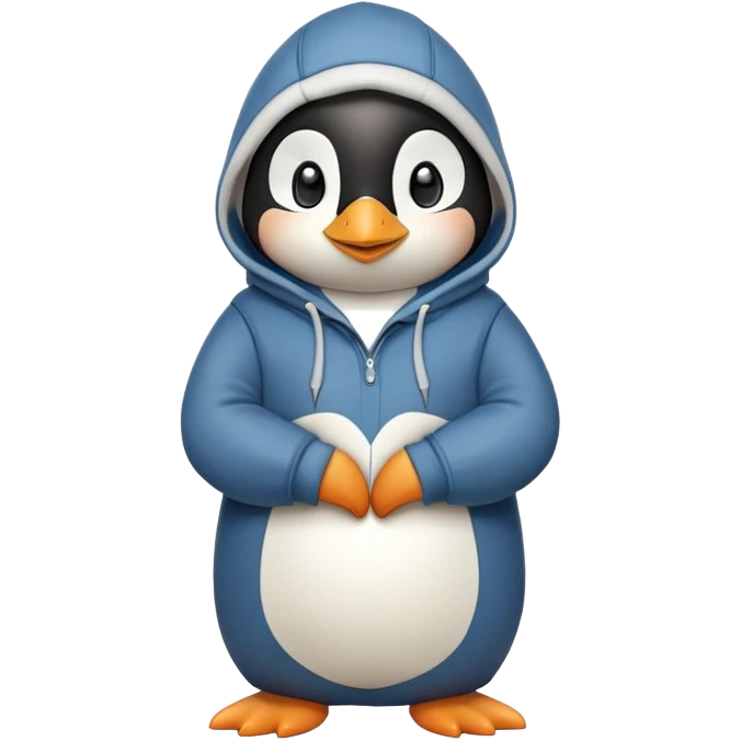friendly anthropomorphised penguin in a hoodie and jeans standing with arms folded, smiling emoji