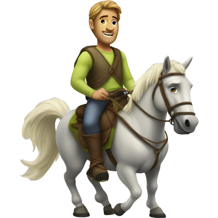 realistic solo male indoors riding shrek emoji