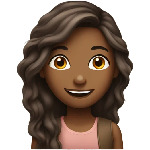 smiling brown girl with long hair emoji