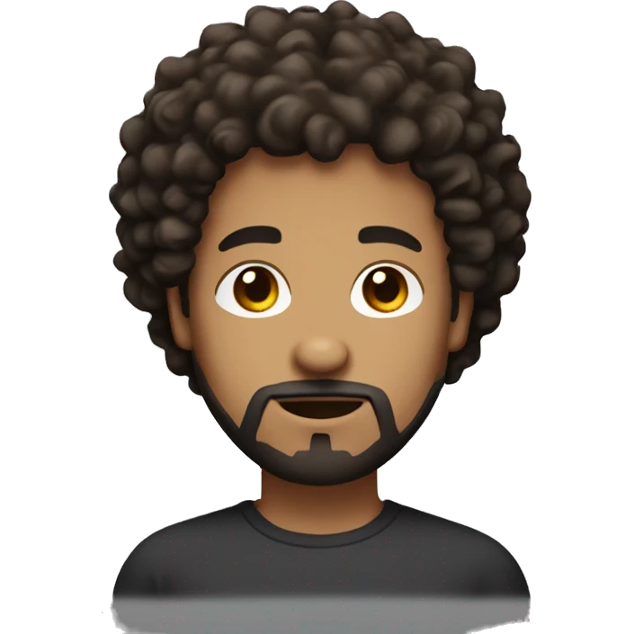 A light brown skin guy with dark curly hair and a goatee with a beard and brown eyes  emoji