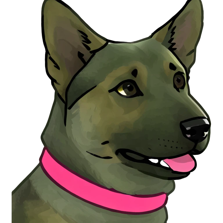 German shepherd with a pink collar emoji