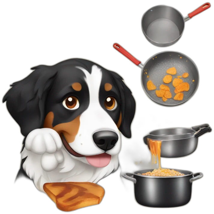 Bernese mountain dog cooking emoji