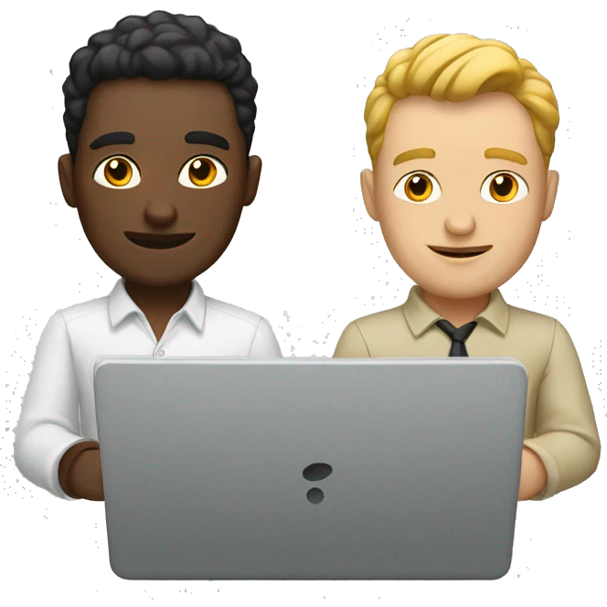 2 white guys with laptops, both are white emoji
