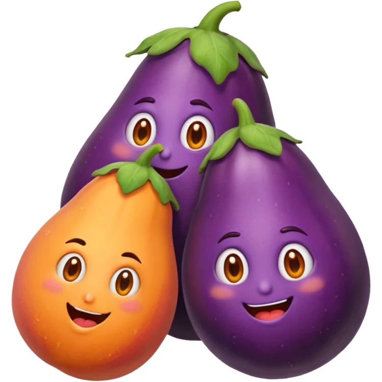 Crazy eggplant with crazy peach together emoji