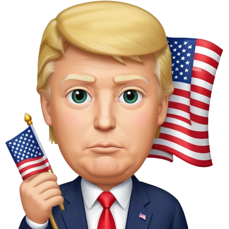 Donald Trump holding USA flag emoji