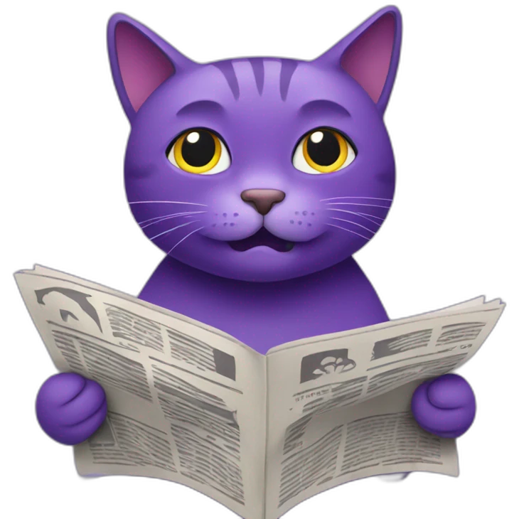 Purple cat reading newspaper emoji