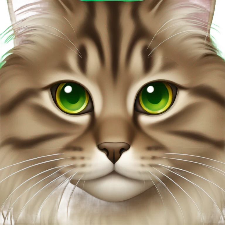  Brown siberian cat and green eyes emoji