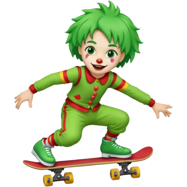 skater clown skating green emoji