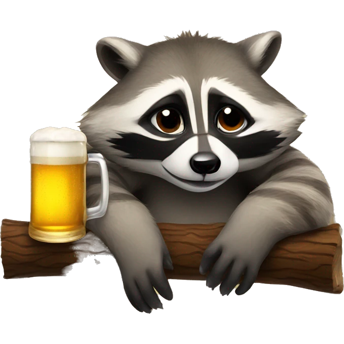 drunk raccoon lying on his back drinking beer emoji