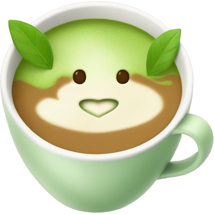 Matcha Latte Cup with a heart emoji