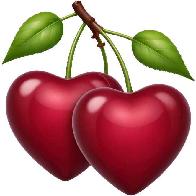 burgundy heart shaped cherries  emoji