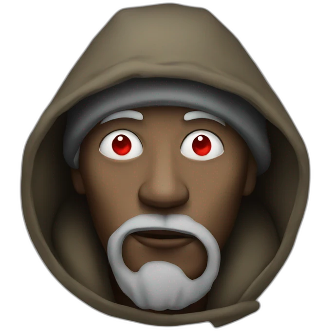Homeless man with red eye whites smoking emoji