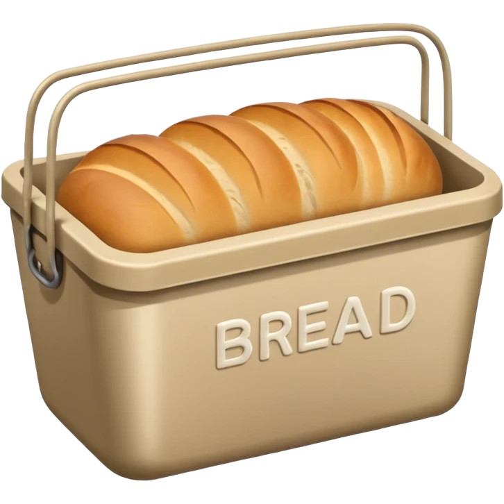 Beige metal container with the word “bread” on it  emoji