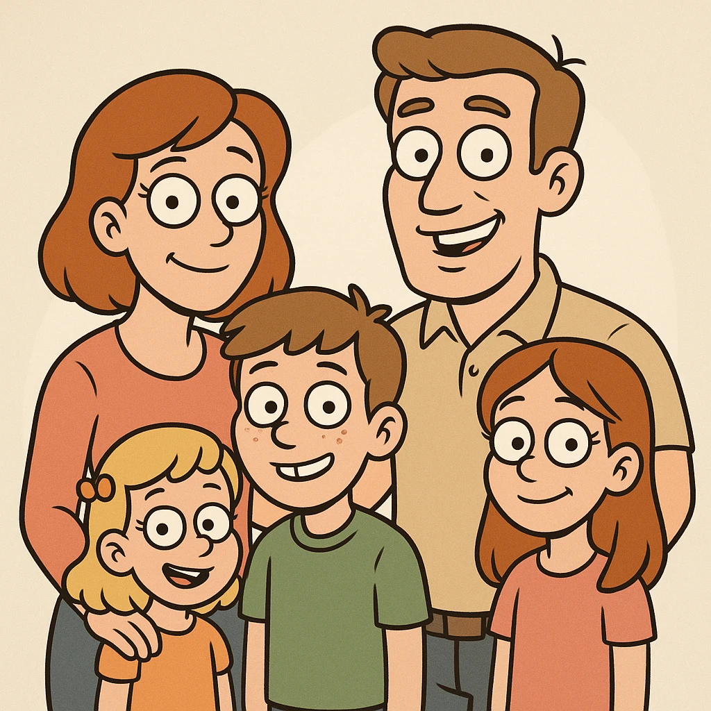 a white family with three children, a boy and two girls emoji