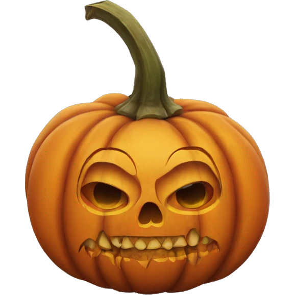 pumpkin with skull face emoji