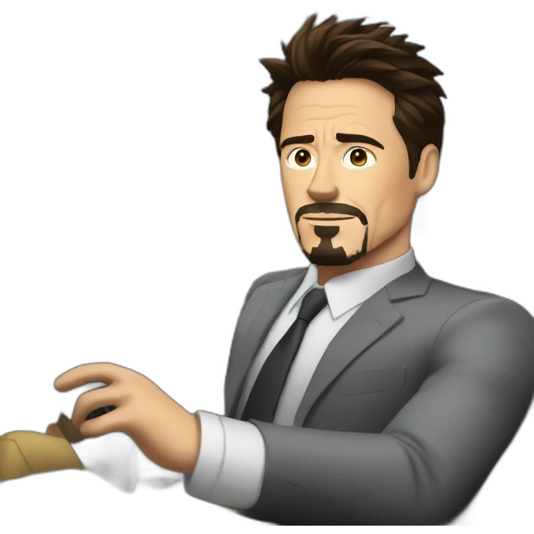 Tony Stark driving a car emoji