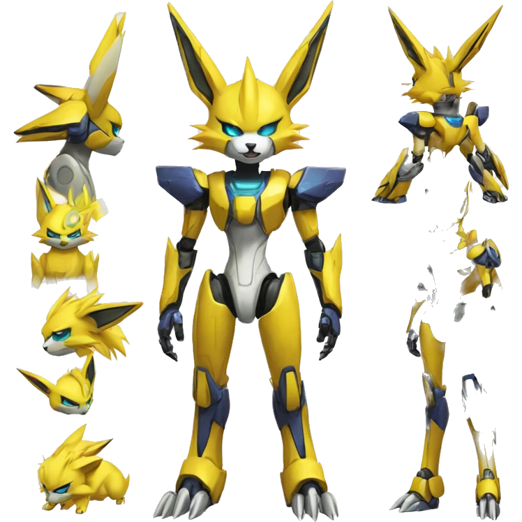 Renamon-Jolteon-Zeraora-medabot-mecha full body emoji