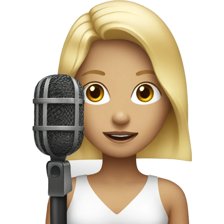blonde girl with microphone emoji