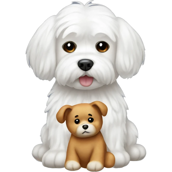 Male Maltese dog with a bear plushie  emoji