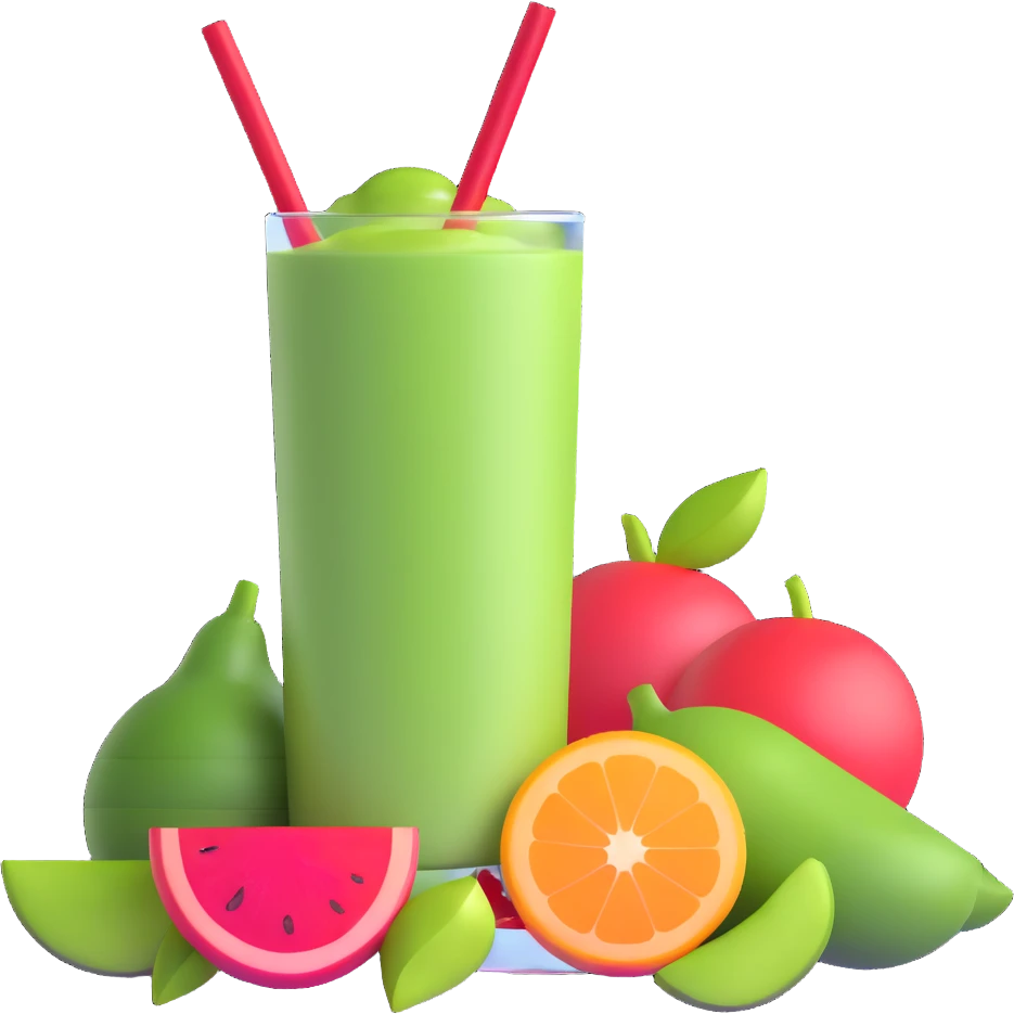 fresh green smoothie with fruits emoji