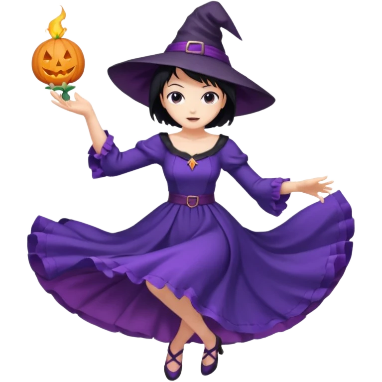 crie uma bruxinha de anime dançando emoji