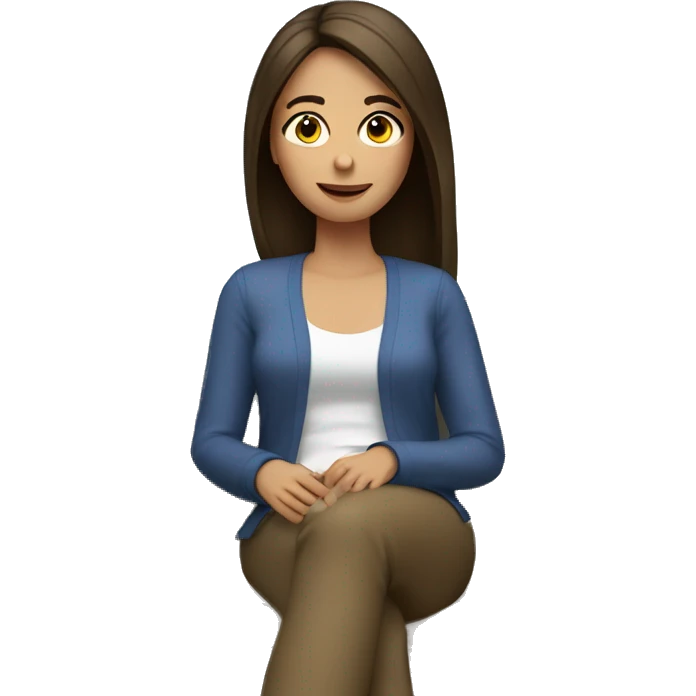 Brunette with straight hair relaxing watching TV emoji