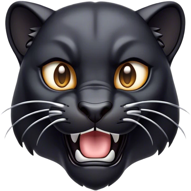 Cinematic Comical Panther Portrait Emoji, Head tilted dramatically with an exaggeratedly shocked expression, featuring a sleek, muscular body with wide, comically expressive eyes full of humorous disbelief, Simplified yet hilariously expressive features, highly detailed, glowing with a slightly sassy dark glow, high shine, dramatic yet playful, stylized with an air of quirky feline attitude, soft glowing outline, capturing the essence of a meme-worthy panther that looks ready to side-eye its way into viral fame! emoji