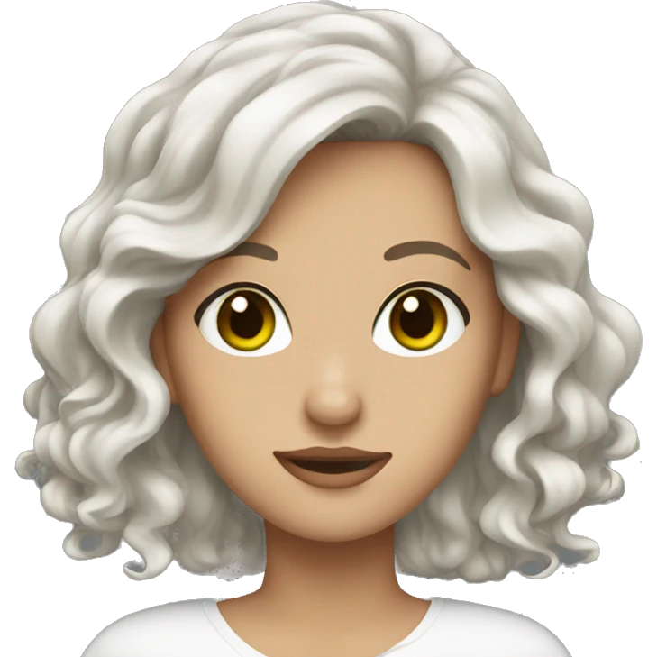 WhitwBrunette with green and brown eyes and wavy hair emoji