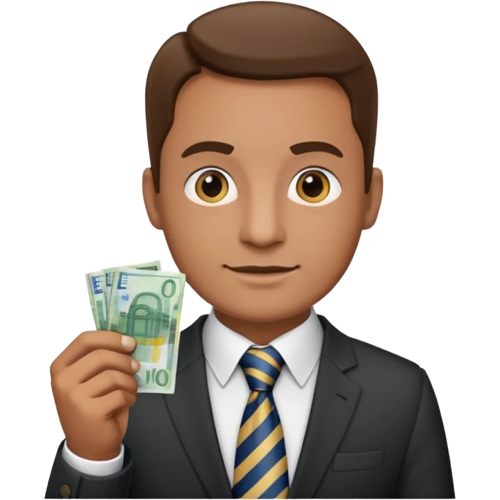 AN UNCLE with a tie in business clothes and with euro money
 emoji