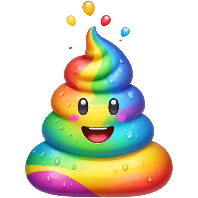 happy cheering Rainbow poop emoji