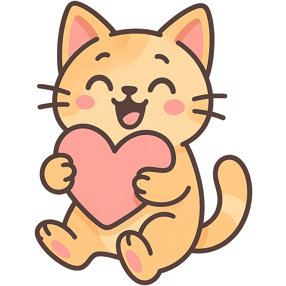 pastel toon style cute cat with a heart emoji