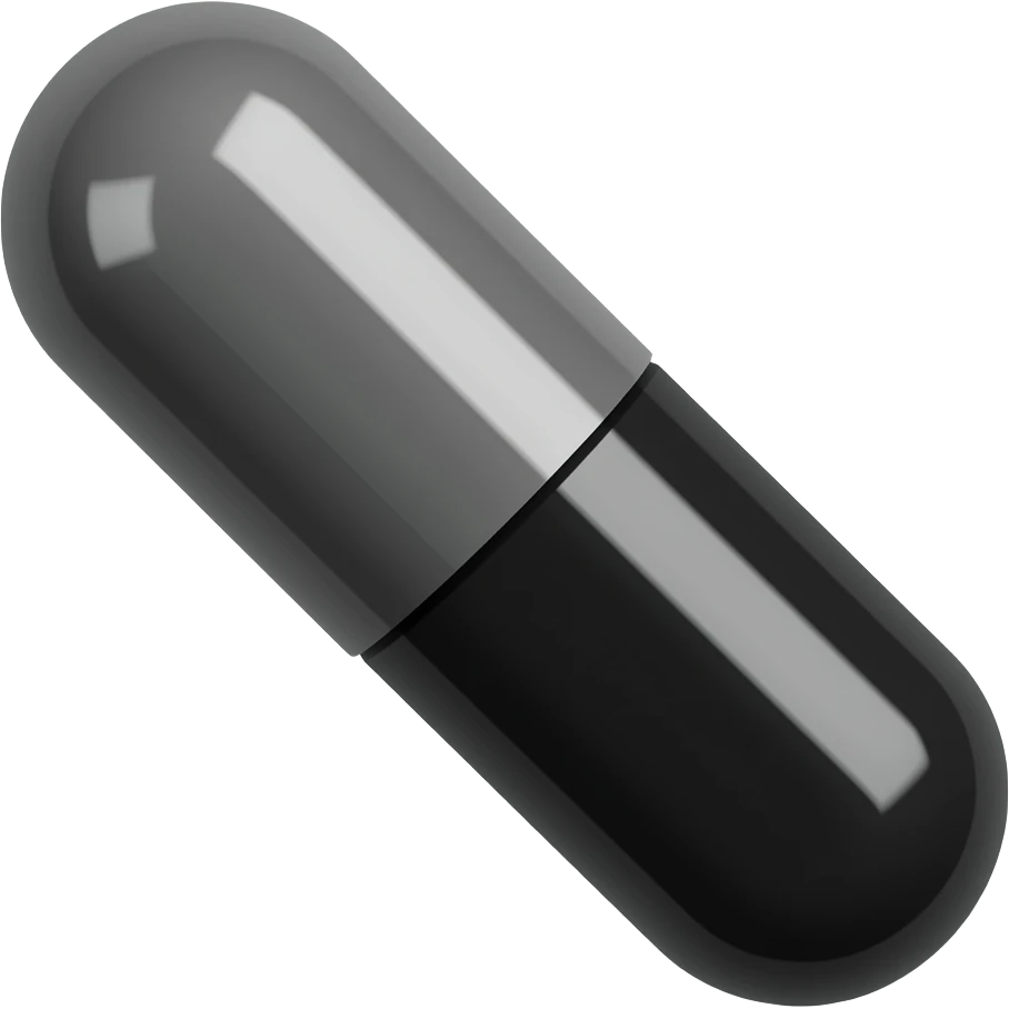 полностью черная продолговатая пилюля которая лежит параллельно земле emoji