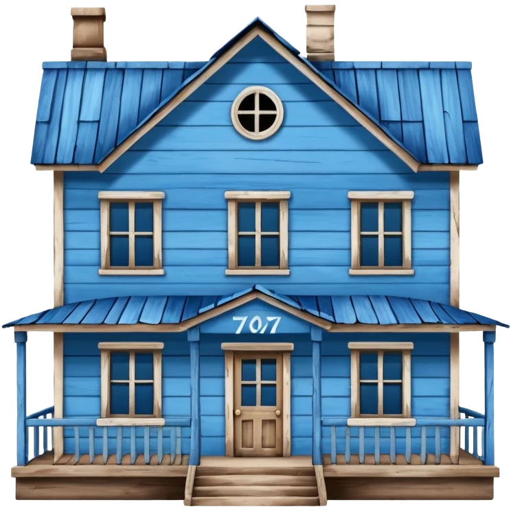 Blue house that says 707 emoji