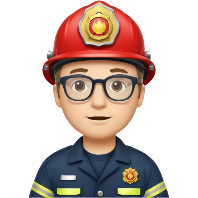 glasses fireman with uniform emoji