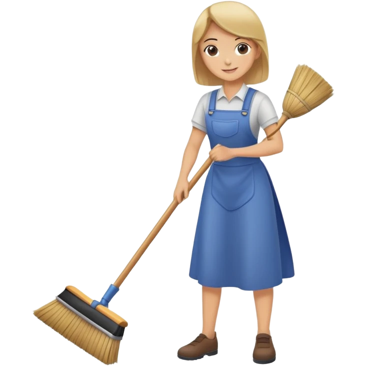 person sweeping the floor with a broom, cheerful and tidy emoji