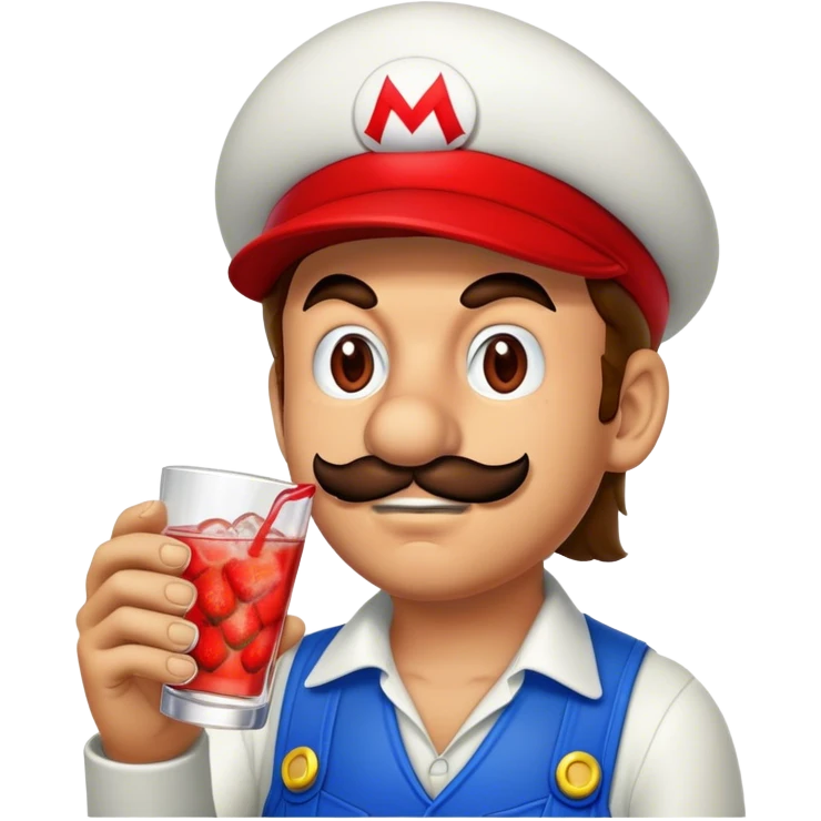 Mario drinking vodka strawberry emoji