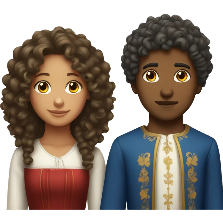 Georgian girl with curly hair and Russian boy  emoji
