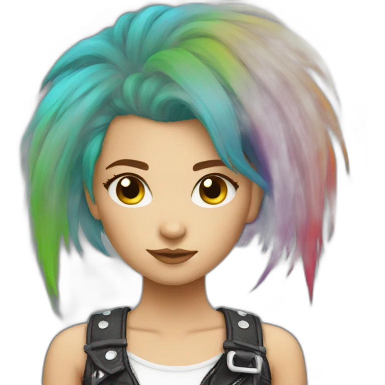 Rainbow hair punk girl emoji
